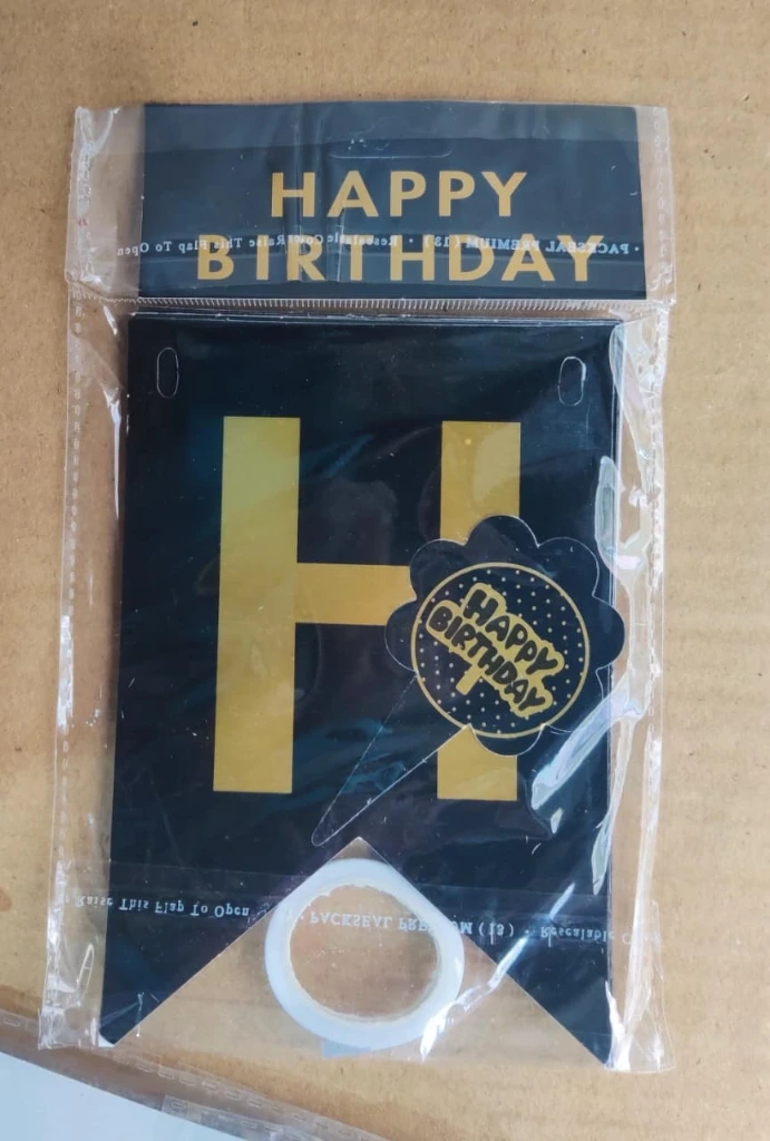 Happy birthday Banner with topper (black)